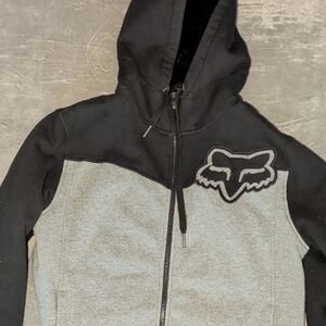 Men Fox Sasquatch Black and Gray Full-Zip Hoodie Jacket